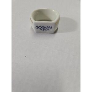 Gorham Set of 4 Porcelin Napkin Rings Gold Trim‎ White Vintage